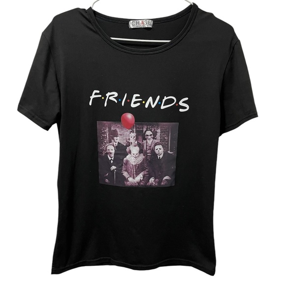HORROR MOVIE CHARACTERS FRIENDS T-SHIRT - Picture 2 of 7